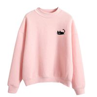 FimKaul Women Graphic Cute Cat Sweaters Funny Solid Color Pullover Tops Teen Girls Sweatshirts(Pink,L)