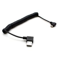 Rerii Coiled Micro USB Cable Spring, Coiled Micro B USB Cable, Left Angled for Micro USB Plug Device, Charging and Data SYNC, for Samsung, HTC, Huawei, Sony and More