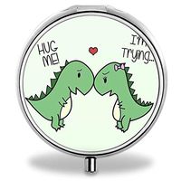 IMLONE Pill Organizer, Customized Hug Me Pill Boxes with 3 Components and Mirror for Travelling and Daily Needs