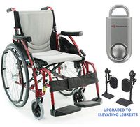 S-Ergo 125 Ergonomic Wheelchair | Seat Size 16" X 17" | Flip-Back Armrest | Upgraded to Elevating Legrests | Frame Color Red & Free 130 dB Silver Safety Alarm!