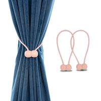 Magnetic Curtain Rope Tiebacks, Classic European Window Curtain Holders with Magnets for Blackout Curtain, Sheer Panels Draperies (Pink)