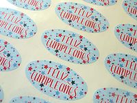 Pack of 30 Feliz Cumpleanos Spanish Espanol Birthday Greeting Stickers, Colorful Oval Self-Stick Labels for Cards, Envelopes, Craft, Decoration