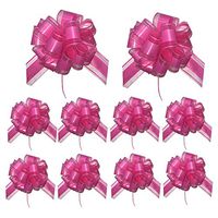 Pull Bows,String Bows,Basket Pull Bows,Organza,Large,9PCS 6'',Wedding Decorations,Christmas Gift Ribbons,MeetRade Gift Wrapping Elegant Basket Wine Bottles Crystal Yarn Festival Pull Bows (Pink)