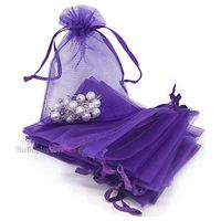 TheDisplayGuys 100-Pack 4x6 Purple Sheer Organza Gift Bags with Drawstring, Jewelry Candy Treat Wedding Party Favors Mesh Pouch