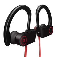 Bluetooth Headphones IPX7 Waterproof, Wireless Sport Earphones Bluetooth 4.1, HiFi Bass Stereo Sweatproof Earbuds w/Mic, Noise Cancelling Headset for Running,Workout, Gym (Red)