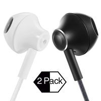 Wired Metal Earphones with Microphone,Classic Heavy Bass Stereo Earbuds in-Ear Headphones with Volume Control Sport Running Headset for iPhone iOS Android 3.5mm Jack (White&Black)