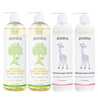 Puracy Organic Baby Care Gift Set, Nontoxic Moisturizing Lotion, Natural Baby Shampoo (4-Pack)