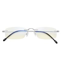 LianSan Titanium Lightweight Fashion Rimless Rectangle Blue Light Blocking Reading Glasses for Men and Women Readers 8020 Silver 3.00