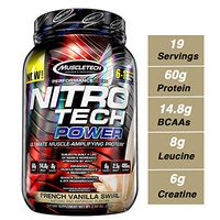 MuscleTech Nitro Tech Power Whey Protein Powder Musclebuilding Formula, French Vanilla Swirl, 2 Pounds