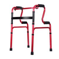 LBYMYB Disabled Walking Frame Blue/Red/Brass Wheelless Elderly Stainless Steel Walker Wheelchair (Color : Red)