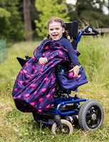 100% Waterproof Fleece-Lined Wheelchair Cozy Wheelchair Blanket | Universal fit for wheelchairs and Special Needs Buggies | Child Size (Navy Flamingo))