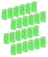 3 Inch Self Adhesive Medical Bandage Wrap Tape (Neon Green) (24 Pack) Strong Elastic Self Adherent Cohesive First Aid Sport Flex Rolls for Wrist Ankle Knee Sprains and Swelling