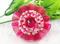 12 Pcs Organza Circular Flower Rhinestones Appliques Craft DIY (Pick Color (Rose)