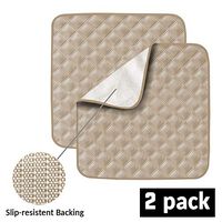 Non-Slip Absorbent Washable Incontinence Pad underpad Seat 4-Layer Design Chair Absorbent Pads Protection - for Seniors, Adult, Children, or Pet Underpad Protection - Set of 2 (Beige)