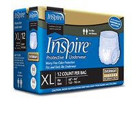 Inspire Overnight Adult Diaper Incontinence Underwear, Extra Large, 48 Count