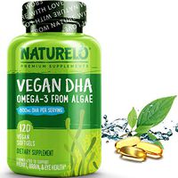 NATURELO Vegan DHA - Omega 3 Oil from Algae - Best Supplement for Brain, Heart, Joint, Eye Health - Provides Essential Fatty Acids for Women Men and Kids - Complements Prenatal Vitamins - 120 Softgels