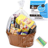 MORIDA 15 Pcs 24x30 inch Cello Cellophane Treat Bags Clear Flat for Gift Wrapping, Bakery, Cookie, Candies, Dessert, Baskets Packaging with Color Twist Ties