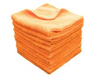 Micro Detailers 24 PREMIUM Grade Plush Microfiber Cleaning Cloth by 16"x16" - Highly Absorbent Auto Detailing Towels (Orange)