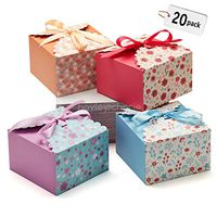 Hayley Cherie Gift Treat Boxes with Ribbons (20 Pack) - Thick 400gsm Card - 6 x 6 x 3.7 Inches - Use for Cakes, Cookies, Goodies, Candy, Party Christmas, Birthdays, Bridesmaids, Weddings (Standard)