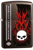 Personalized Zippo Lighter 28618 Harley Davidson Grey Dusk Flaming Skull