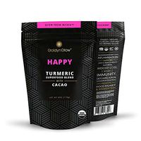 GoldynGlow HAPPY - Organic Turmeric Superfood Blend w/ CACAO to Help Bliss, Boost Mood, and Support Joint Health. Golden Milk Elixir, Healthy Hot Chocolate. Non-GMO, Vegan, Gluten-Free - 25 Servings