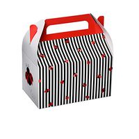 Hammont Paper Treat Boxes - Party Favors Treat Container Cookie Boxes Cute Designs Perfect for Parties and Celebrations 6.25" x 3.75" x 3.5" (10 Pack) (Ladybug)
