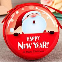 Cascabar Round Portable Christmas Coin Purse Cash Box - Bluetooth Headset Carrying Case,USB Cable Keys Jewelry Small Items Organizer