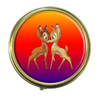 Luxcase Bambi Kissing Custom Round Bronze Pill Box Pocket Medicine Tablet Holder Organizer Pill Decoration Case Wallet