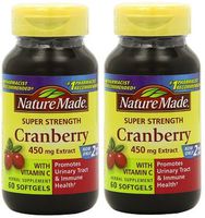 Nature Made Super Strength, Cranberry (450 Mg Extract) with Vitamin C, 60 Softgels 2 PACK