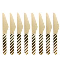 Happyyami 8 Pcs Disposable Wooden Cutlery Wooden Knives Forks Spoons Wedding Birthday Party Flatware