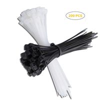 UUSHER Wire Ties, Thin Zip Ties 8 inch Combo Pack of 200 Pcs Self-Locking Cable Ties Multipurpose Strong Nylon Ties in Black and White