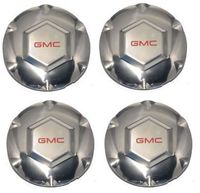 REPLACEMENT PART: 4pcs. 2002 03 04 05 06 07 GMC ENVOY 17 6 SPOKE POLISHED WHEEL CENTER CAPS SET by Replacement