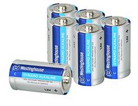 Westinghouse Alkaline C Batteries (Bulk Pack 6 Count), Leak-Proof & Long-Lasting Technology Size C Primary Batteries with Lasting Power for High Drain Devices (Non-Rechargeable)
