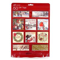 Giftmaker 50 Traditional Gift Tags, Tie on Labels and Metallic Thread