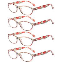 Kerecsen Women's Reading Glasses With Floral Design - Fashion Readers Medium 4 Pack Red