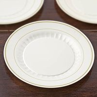 Tableclothsfactory 60 Pcs - Ivory with Gold 10.25" Round Disposable Plastic Plate - Antique Collection