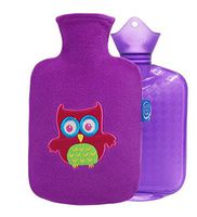 Small Washable Rectangular Hot Water Bottle with Cover 0.5 L -Owl