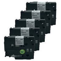 QPMY 5 Pack Compatible for Brother P-Touch Laminated TZe TZ Label Tape Cartridge 18mm x 8m (TZe-145 White on Clear)