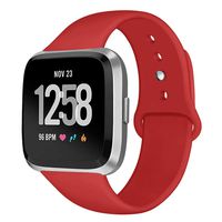 Kmasic Sport Band Compatible with Fitbit Versa/Fitbit Versa 2/Fitbit Versa Lite Edition, Soft Silicone Strap Replacement Wristband Versa Smart Fitness Watch, Small， Red