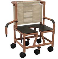 MJM International WT193-TIS-SQ-PAIL Wood Tone Tilt N Space Shower Chair