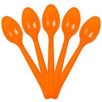 JAM PAPER Premium Utensils Party Pack - Plastic Spoons - Orange - 48 Disposable Spoons/Pack
