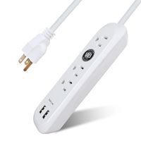 Power Strip with USB, 3 Outlet & 2 USB Port 2.4A Desktop Fast Charging Station Socket 6ft Power Strip Surge Protector Mountable Flat Plug for iPhone iPad Tablet PC Kitchen Home Office Travel