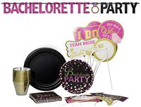 Bachelorette Party Pack! Disposable Paper Plates, Banner Kit, Photo Prop Cutouts, Napkins and Cups Set for 15 (With free extras)
