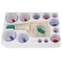 IEFIEL 12 Cups Household Vacuum Cupping Suction Therapy Massage Acupuncture Kit Beige One_Size