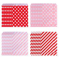 100 pieces Valentine's Day Treat Bags Buffet Paper Bags Party Favor Goody Bags Gift Bags Red Pink Striped Dot Candy Bags for Valentines Wedding parties