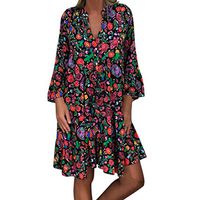 HebeTop Summer Dresses for Women T Shirt Solid Crew Neck Tunics Self-tie Half Sleeves Blouse Mini Dresses