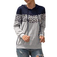 Women's Casual Hooded Long Sleeve Sweatshirt Crewneck Leopard Sweater Casual Blouse Tops