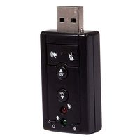 USB Sound Card Adapter USB 7.1 Channel USB 2.0 External 3D Sound Card Audio Adapter for PC Laptop Windows Mac OS Linux (Black)