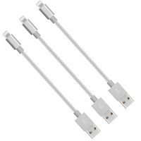 CableCord Short Nylon Braided USB Lightning Charging Cable/Data USB Compatible for iPhoneX Case /8/8 Plus/7/7 Plus/6/6s Plus,iPad Mini- 8-inch (3-Pack, Space Grey)