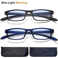 Reading Glasses Neck Hanging Readers - 2 Pairs Blue Light Blocking Computer Eyeglass +2.0 Quality Lightweight Readers for Men and Women